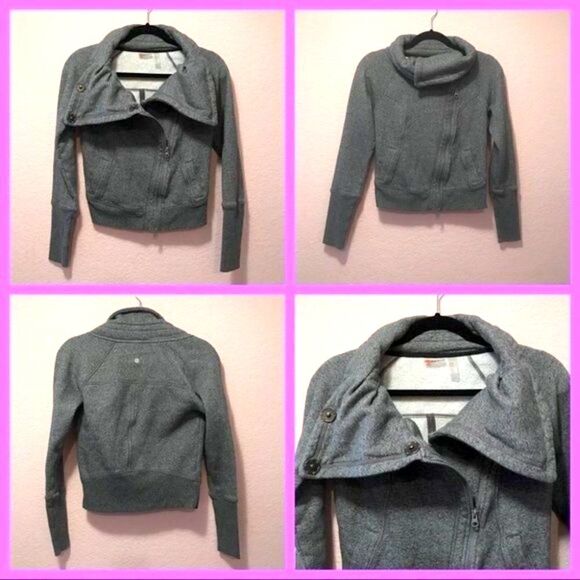 Zella Gray Zip up Sweatshirt with snap on buttons. - Picture 1 of 8